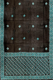 Beautiful silk organza saree in black with kutch work