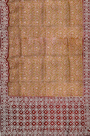 Organza silk saree  in mustard & pink  with kutch embroidery borders & pallu