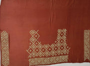 Organza silk saree  in brown with kutch embroidery borders & pallu