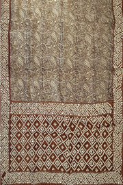 Organza silk saree  in brown with kutch embroidery borders & pallu
