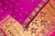 Handwoven Paithani pure silk saree in purple with floral motifs