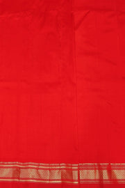 Handwoven Paithani pure silk saree in red with small mango motifs