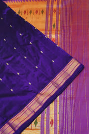 Handwoven Paithani pure silk saree in violet with mango motifs