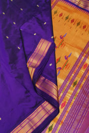 Handwoven Paithani pure silk saree in violet with mango motifs