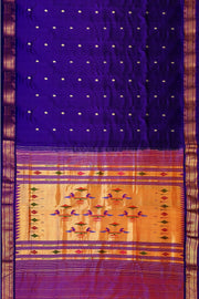 Handwoven Paithani pure silk saree in violet with mango motifs