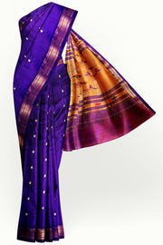 Handwoven Paithani pure silk saree in violet with mango motifs