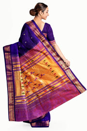 Handwoven Paithani pure silk saree in violet with mango motifs