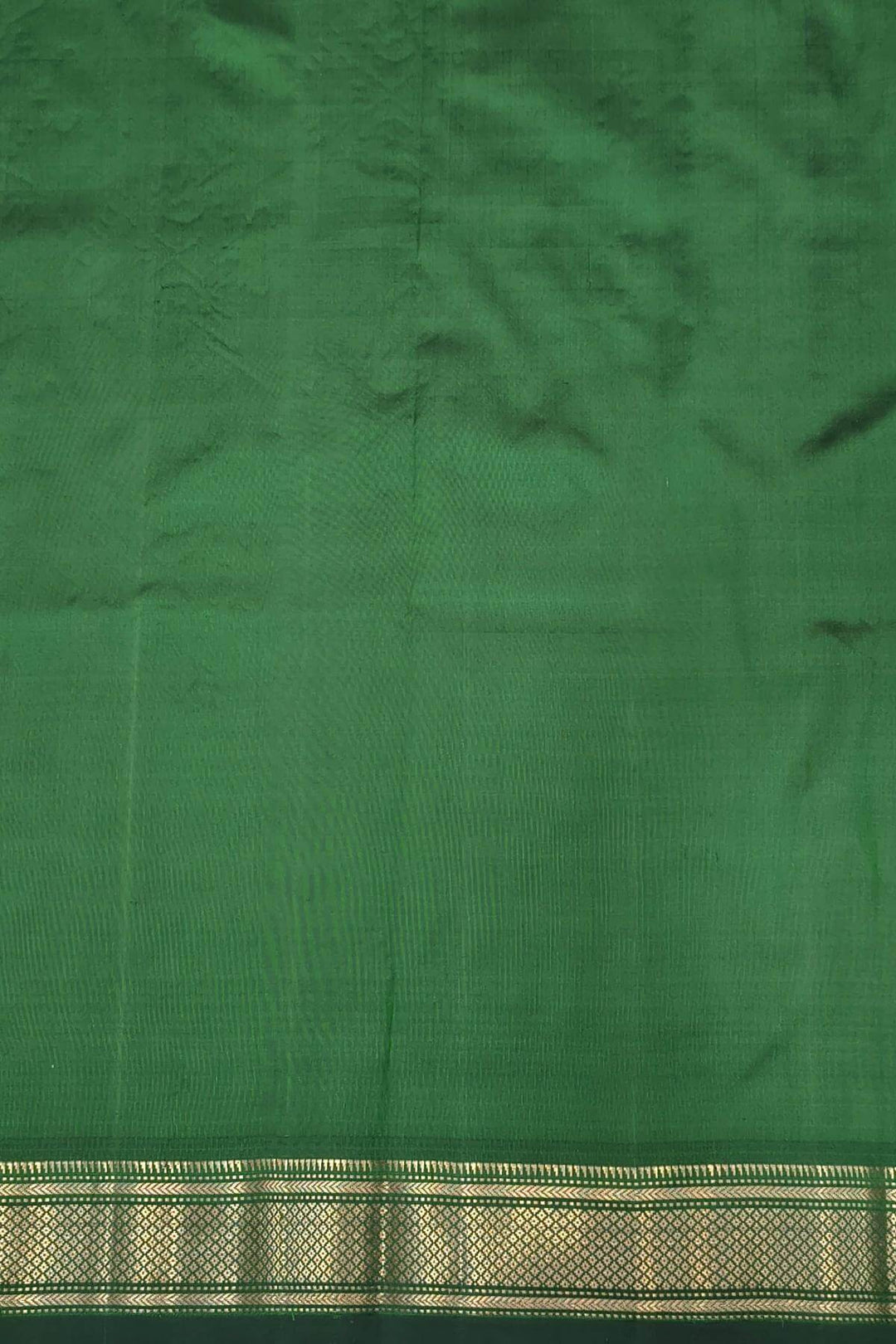 Handwoven Paithani pure silk saree in dark green