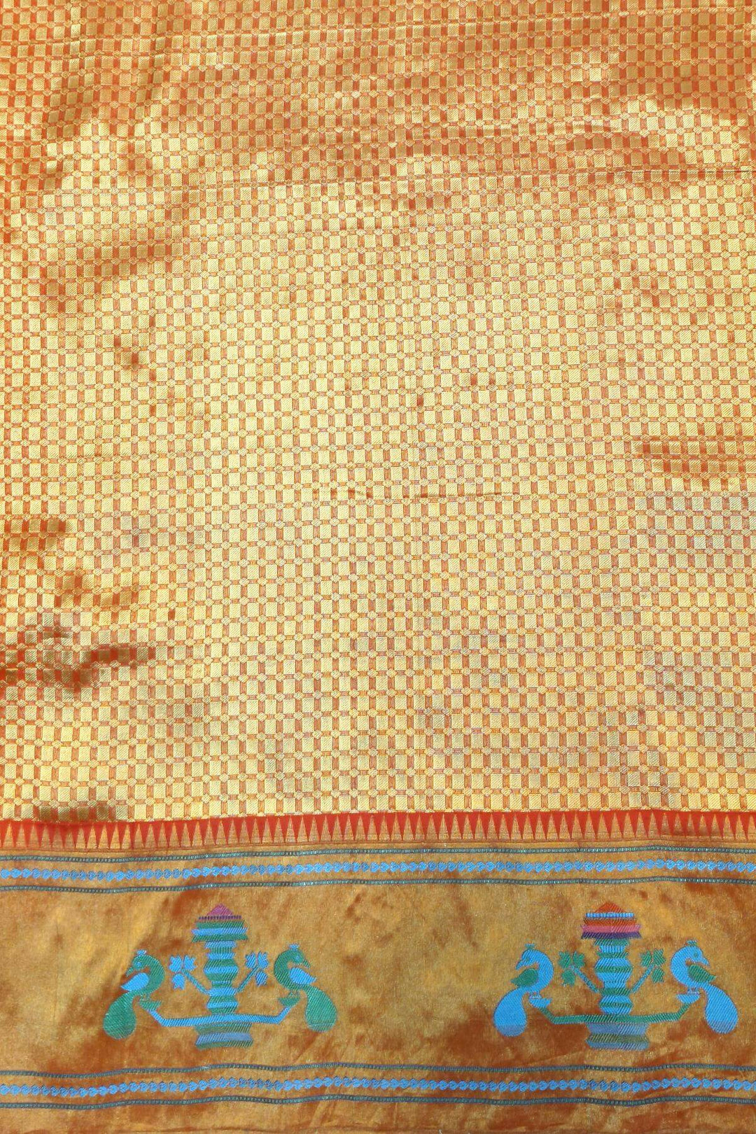 Paithani pure silk saree in violet  with round buttis with meena work.