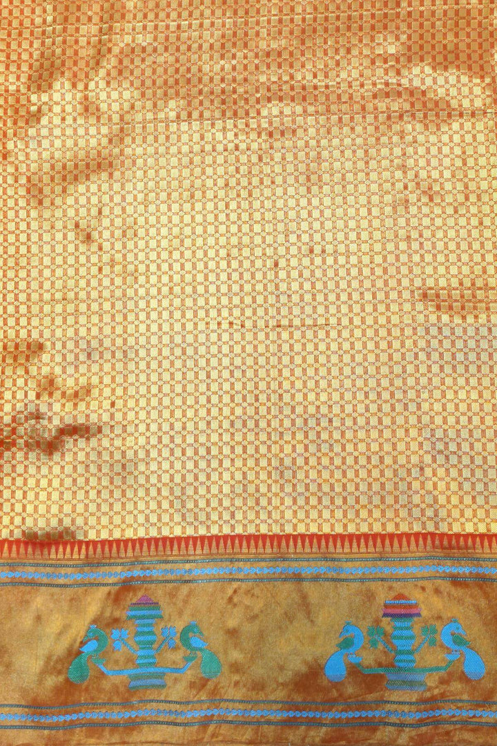 Paithani pure silk saree in violet  with round buttis with meena work.