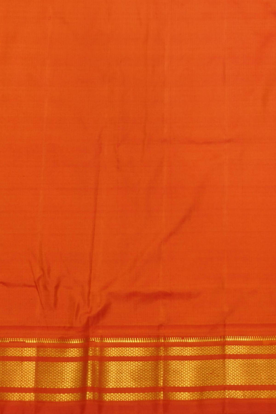 Handwoven Paithani pure silk saree in orange with mango motifs