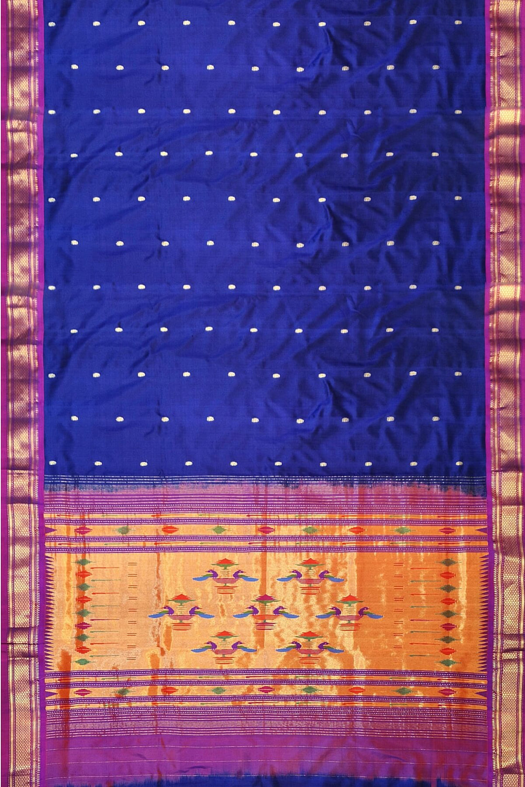 Handwoven Paithani pure silk saree in violet with  mango motifs