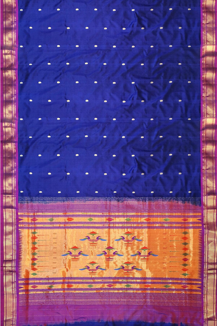 Handwoven Paithani pure silk saree in violet with  mango motifs
