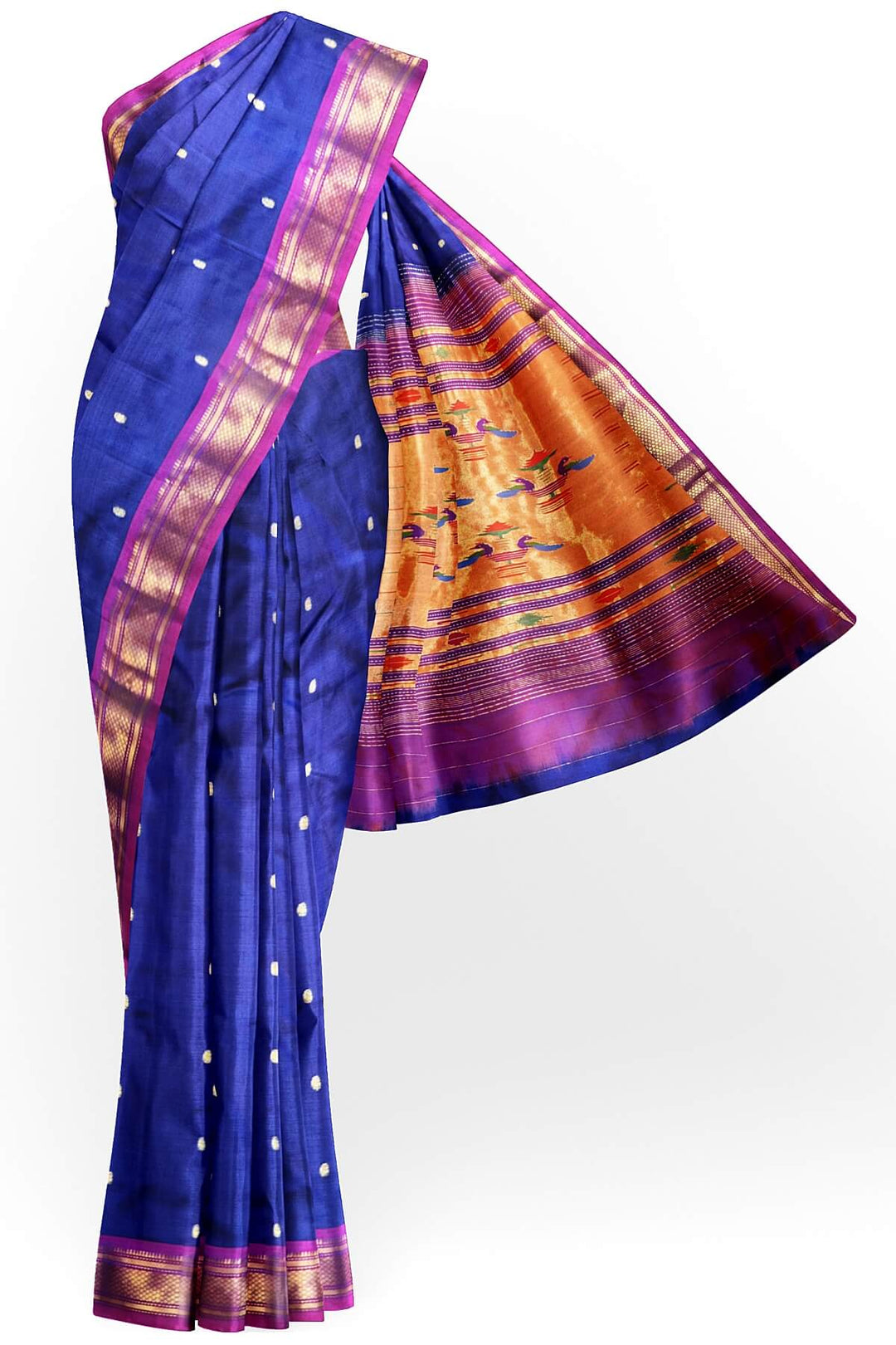 Handwoven Paithani pure silk saree in violet with  mango motifs