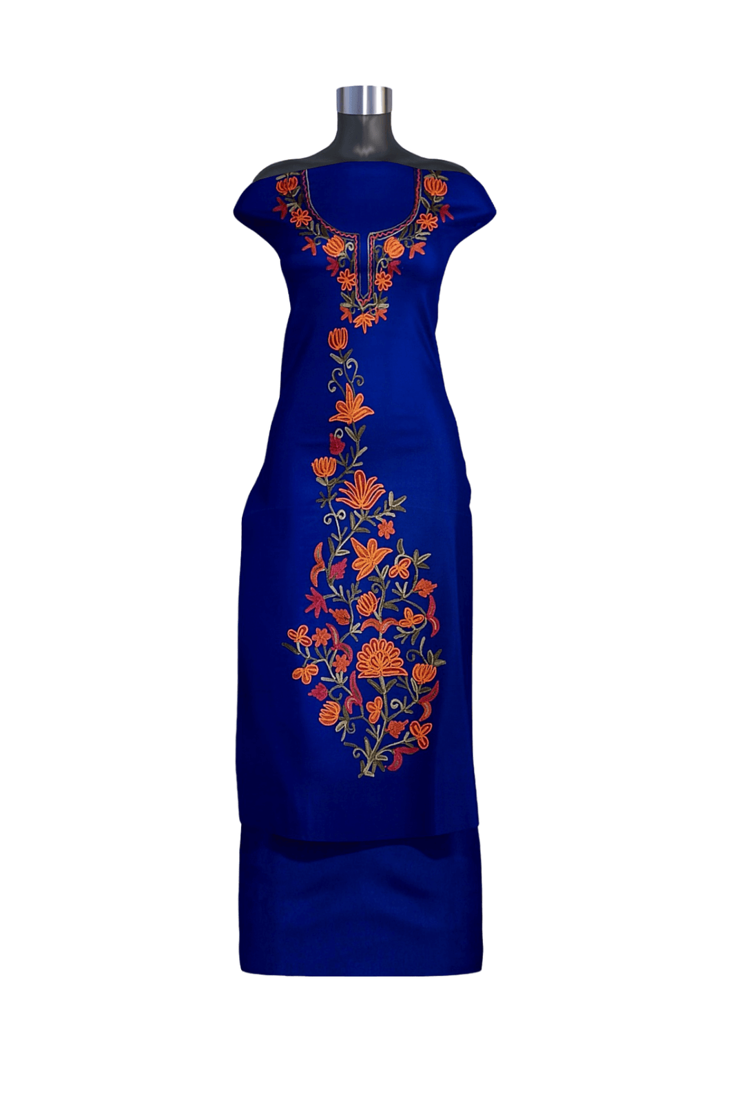 Crepe silk salwar suit material with Kashmiri hand embroidery .