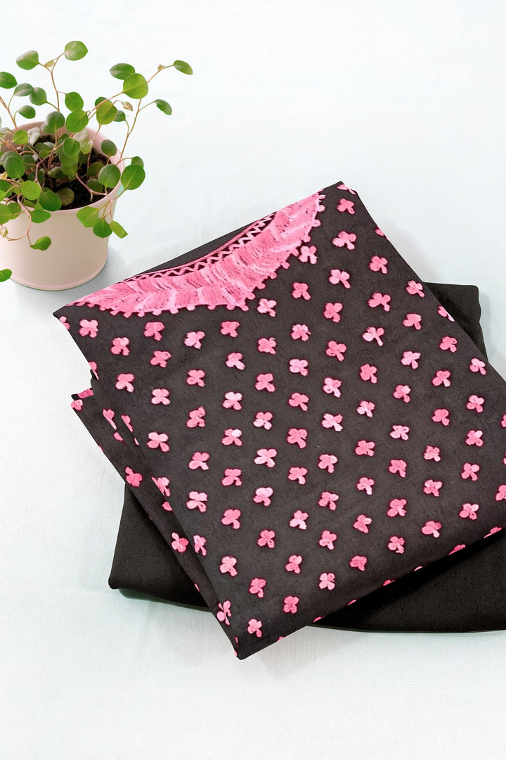 Crepe silk salwar suit material with Kashmiri hand embroidery .