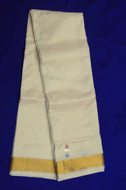 Pure silk Dhoti /Panche of 4 m  and Angavastram/Shelya of 2m in off white  with 2 inch gold border