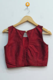 Pure silk  boat neck  blouse in maroon
