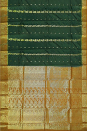 Kora silk saree in green with  floral motifs in gold