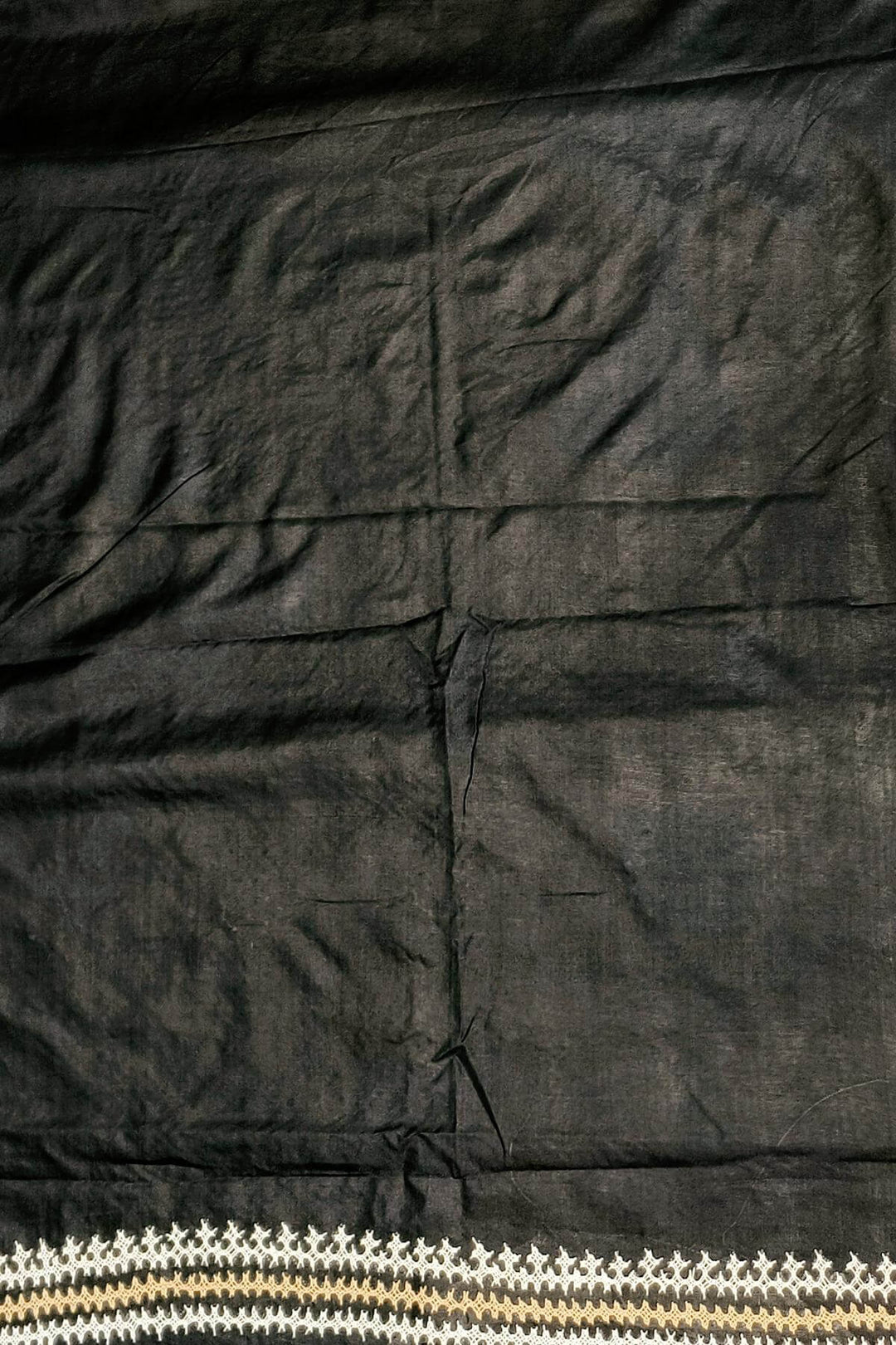 Hand embroidery Kutch work on pure silk saree in black