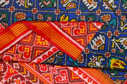 Premium patola pure silk saree in narikunj pattern in napthol blue