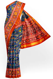 Premium patola pure silk saree in narikunj pattern in napthol blue