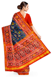 Premium patola pure silk saree in narikunj pattern in napthol blue