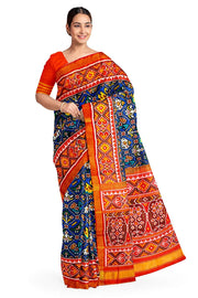 Premium patola pure silk saree in narikunj pattern in napthol blue