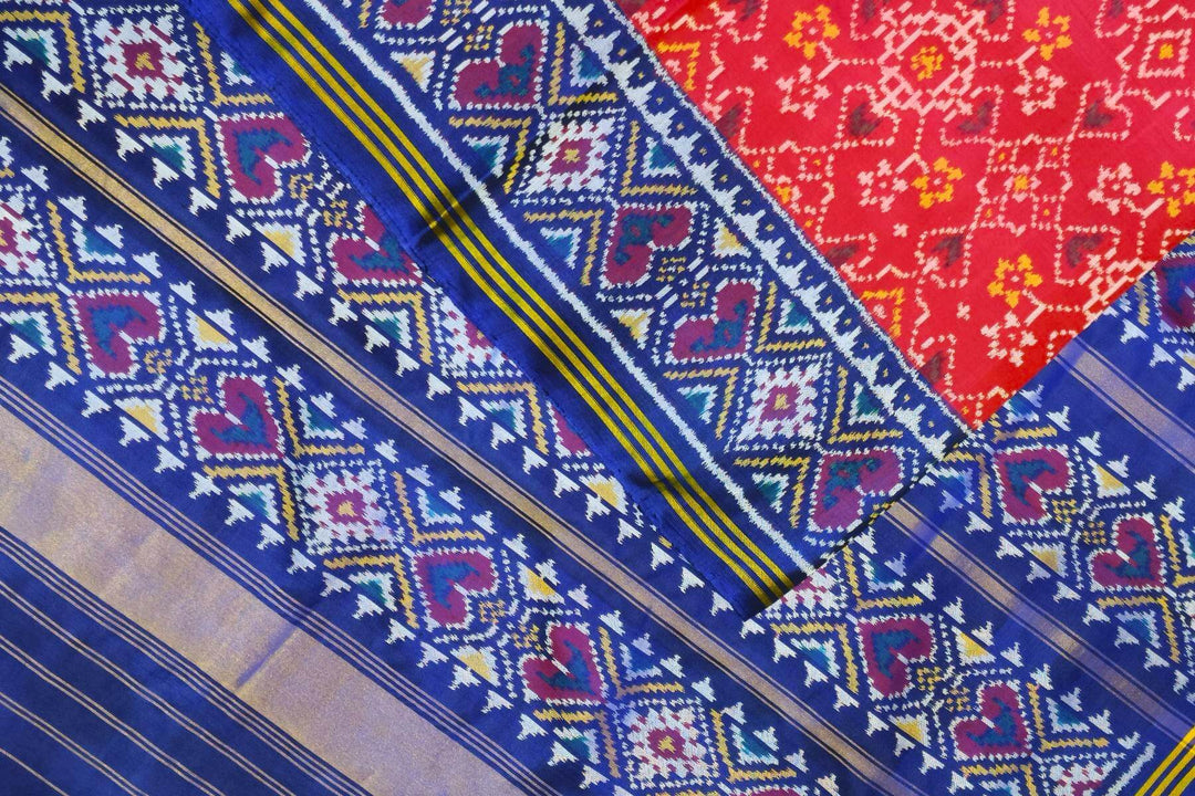 Premium patola pure silk saree in navratanj pattern in pink