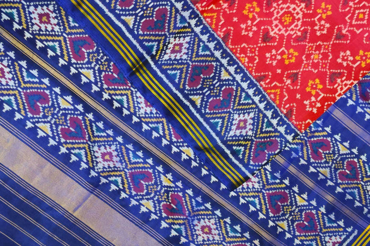 Premium patola pure silk saree in navratanj pattern in pink