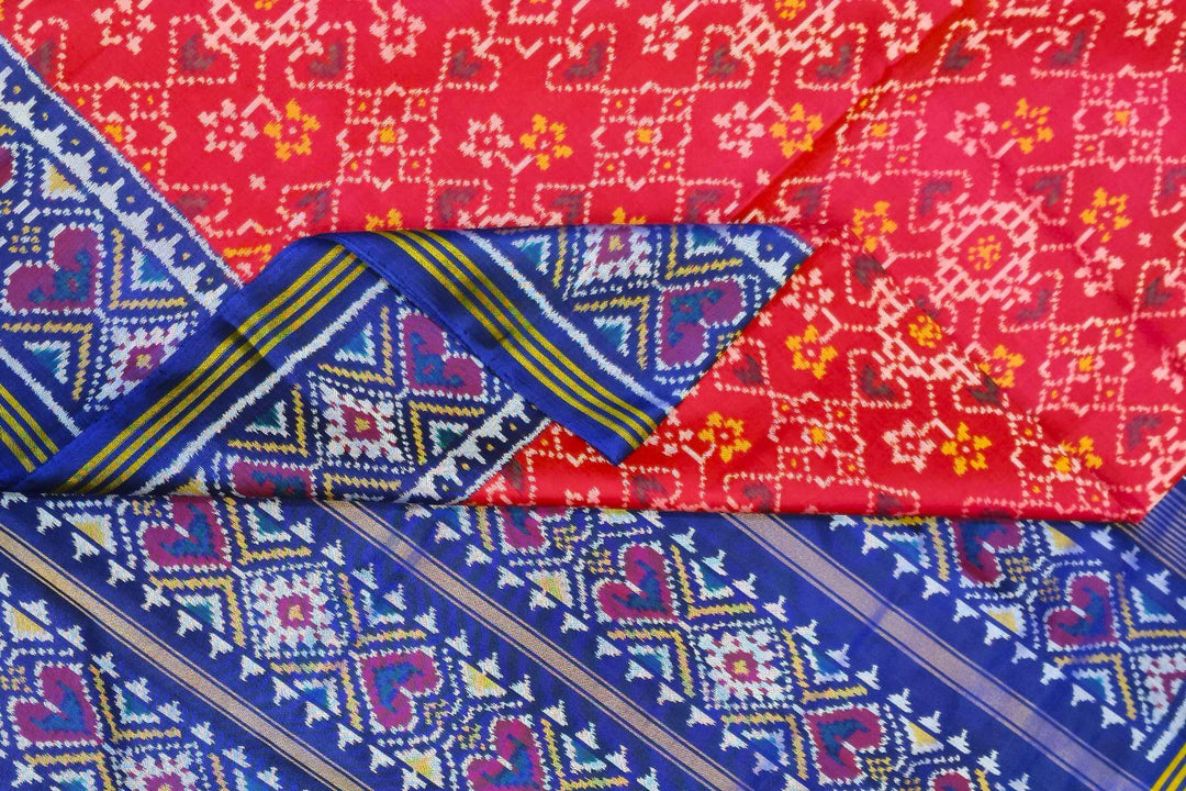 Premium patola pure silk saree in navratanj pattern in pink