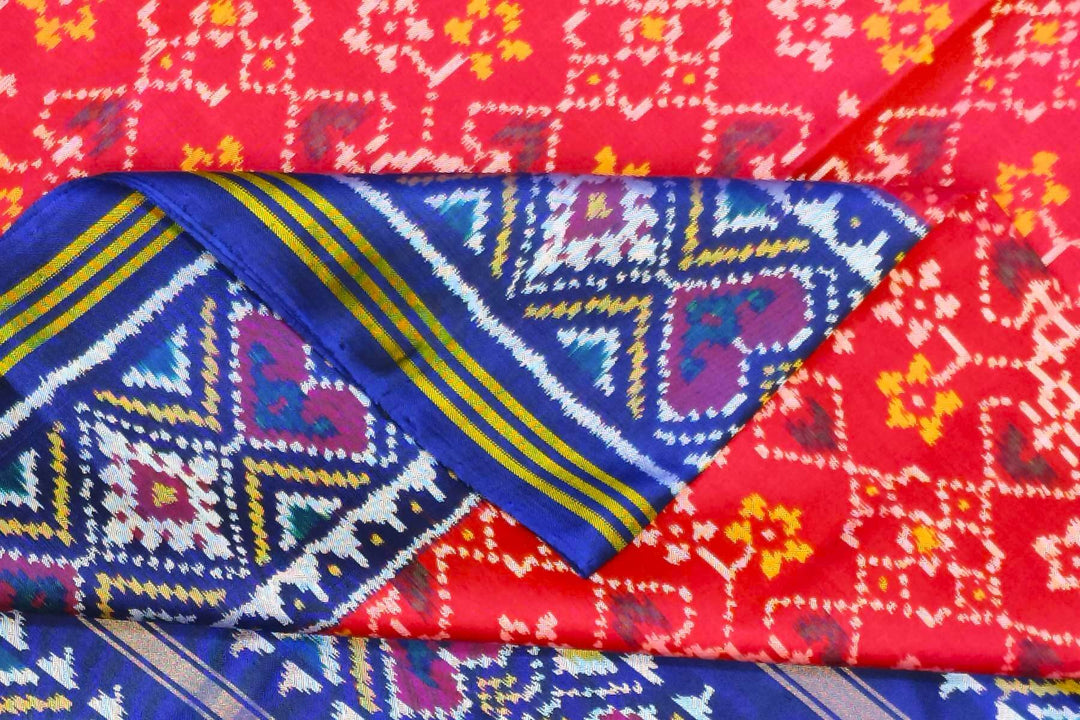 Premium patola pure silk saree in navratanj pattern in pink