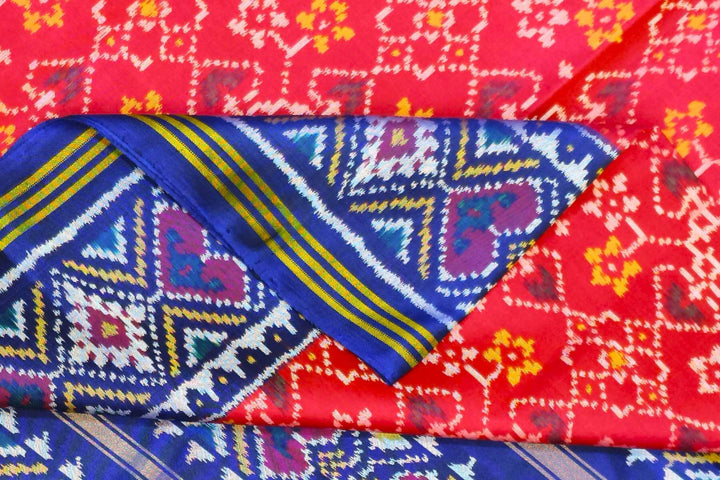 Premium patola pure silk saree in navratanj pattern in pink