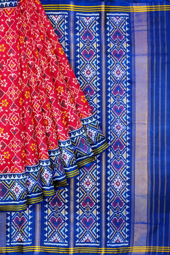 Premium patola pure silk saree in navratanj pattern in pink