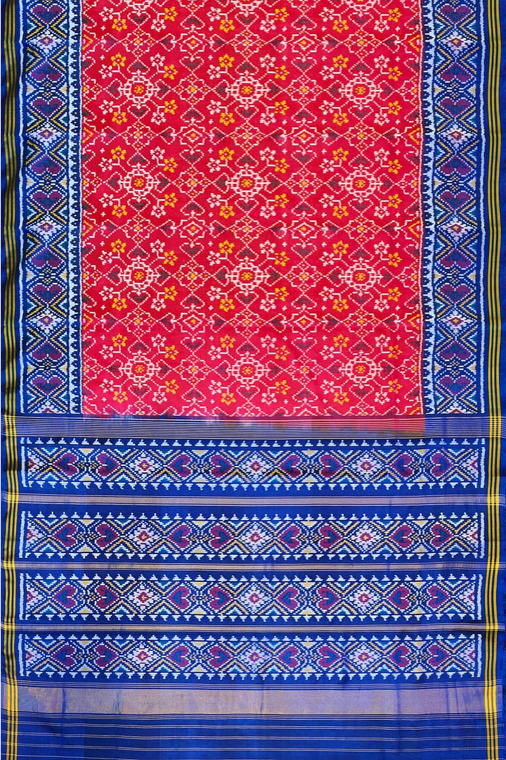 Premium patola pure silk saree in navratanj pattern in pink