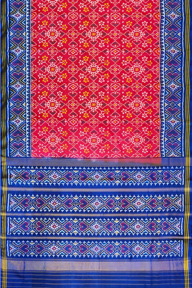 Premium patola pure silk saree in navratanj pattern in pink