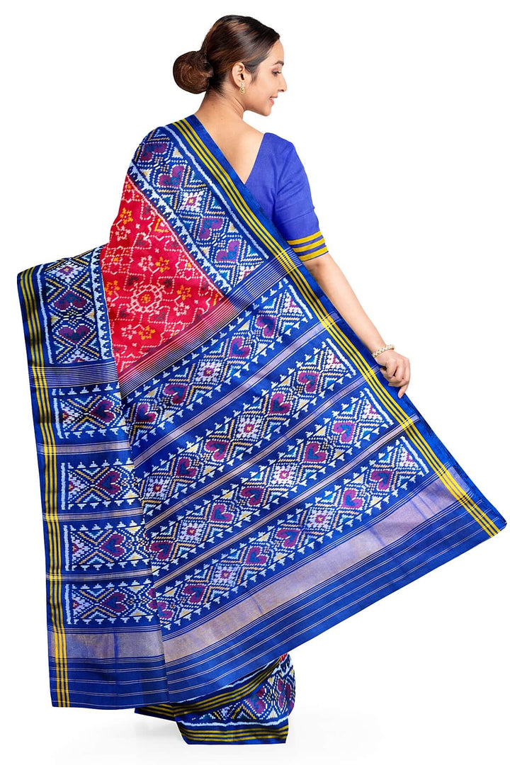 Premium patola pure silk saree in navratanj pattern in pink