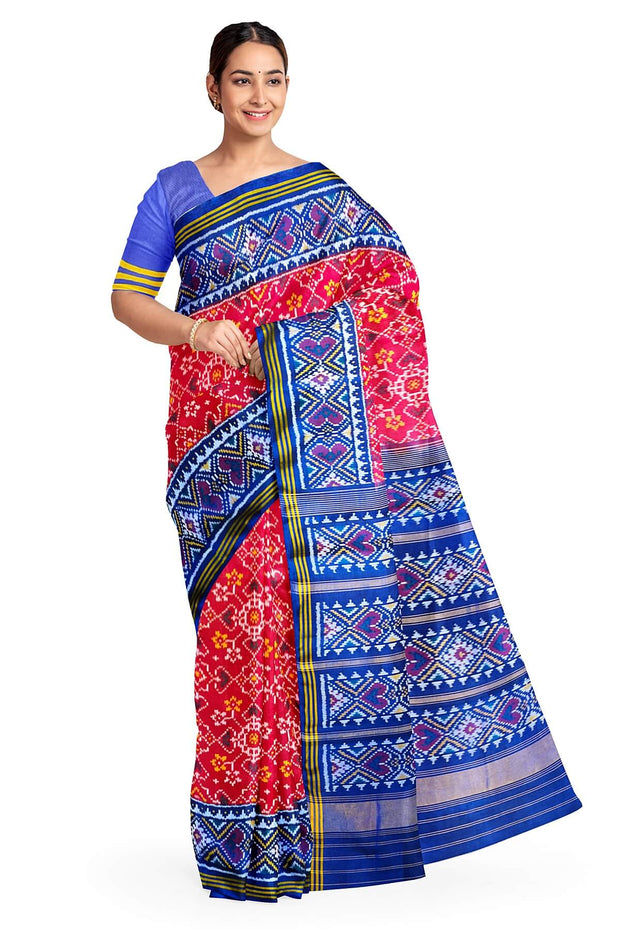 Premium patola pure silk saree in navratanj pattern in pink