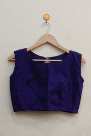 Raw silk  boat neck  blouse in violet