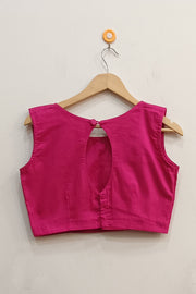 Raw silk  boat neck  blouse in pink