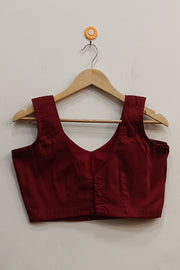 Raw silk  'V' neck  blouse in maroon