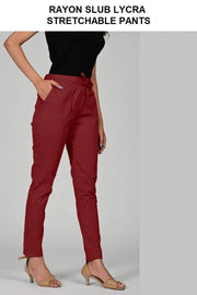 Rayon slub Lycra stretchable pants with draw strings