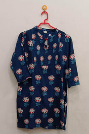 Rayon tunic in  blue in red floral