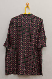 Rayon tunic in bottle green in ajrakh print