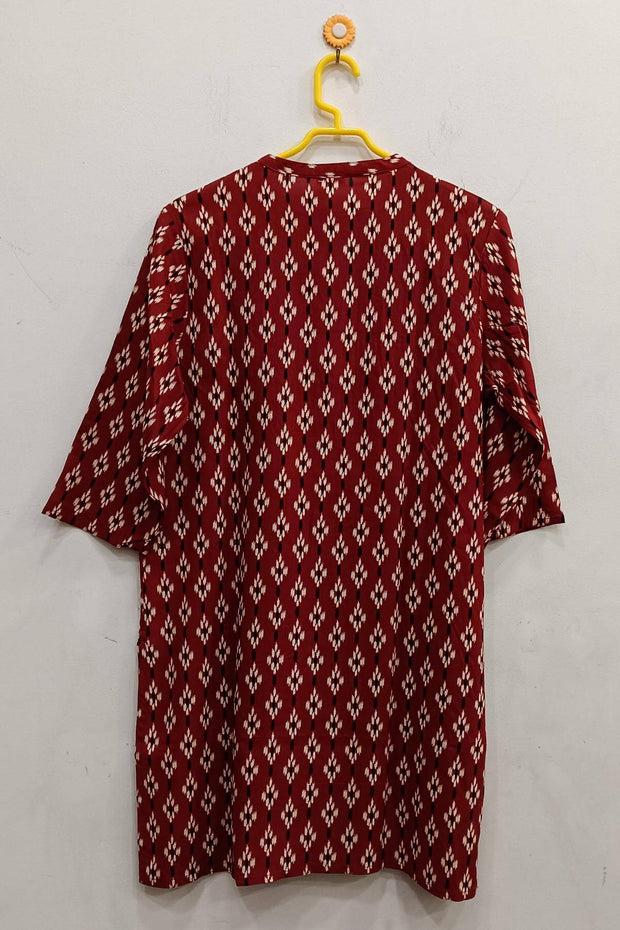 Rayon tunic in maroon in floral pattern