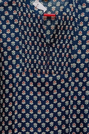 Rayon tunic in blue with small floral motifs