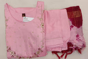 Muslin 3 piece kurta set ( top, dupatta  & bottom) in baby pink