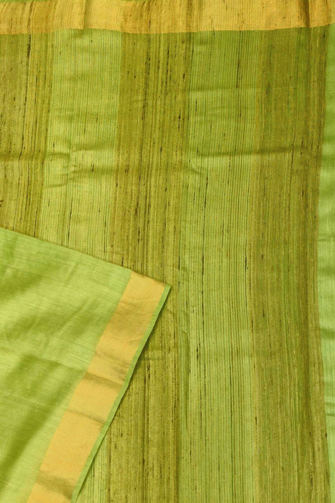 Handwoven desi tussar pure silk saree in green