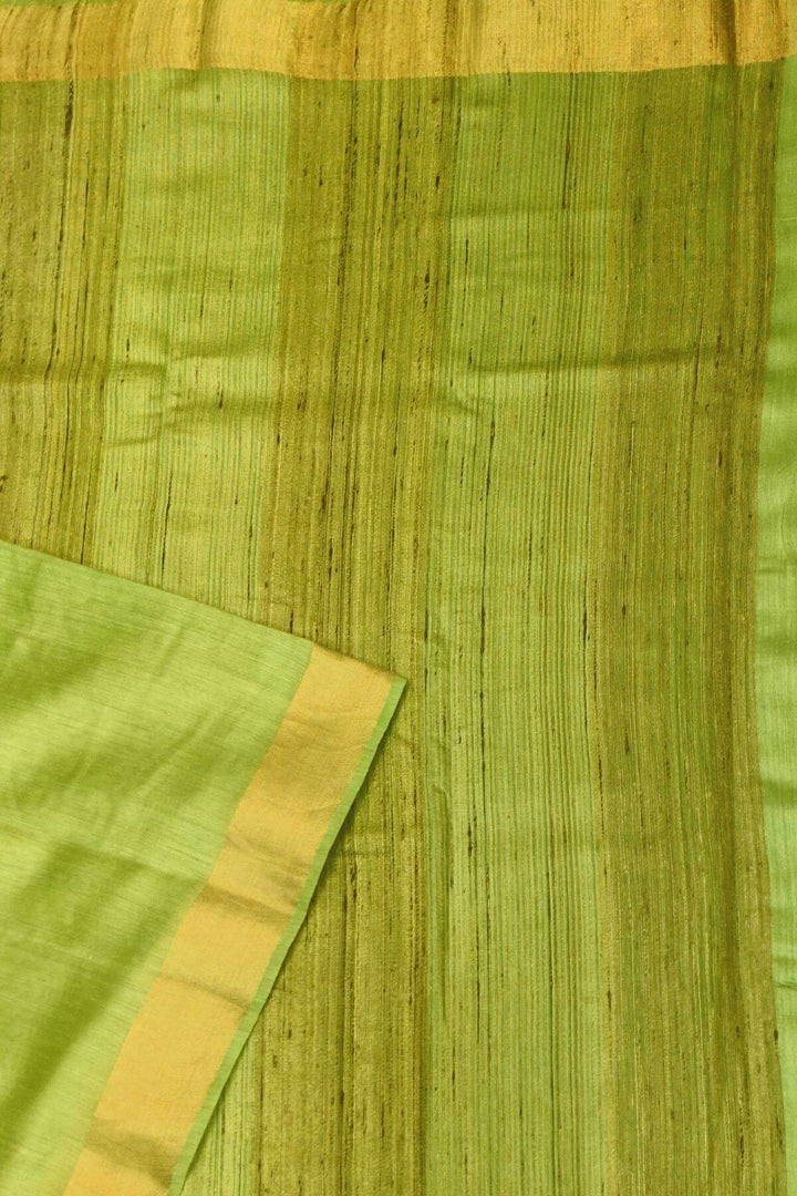 Handwoven desi tussar pure silk saree in green