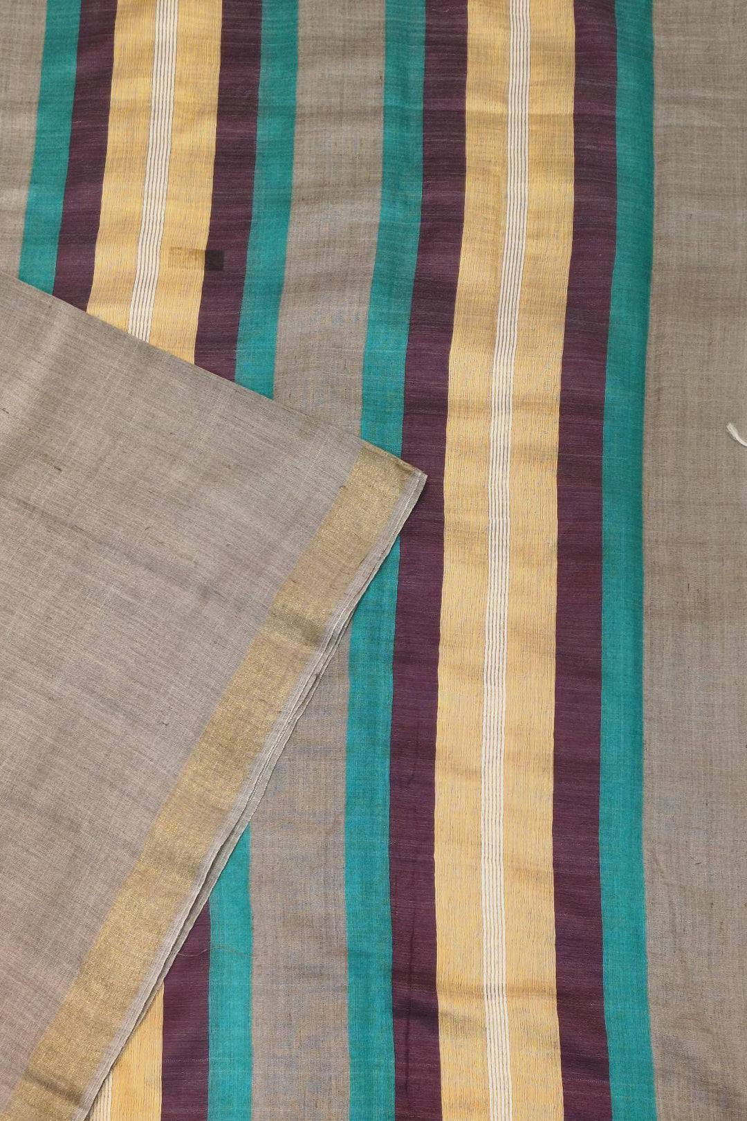 Handloom desi tussar pure silk saree in grey